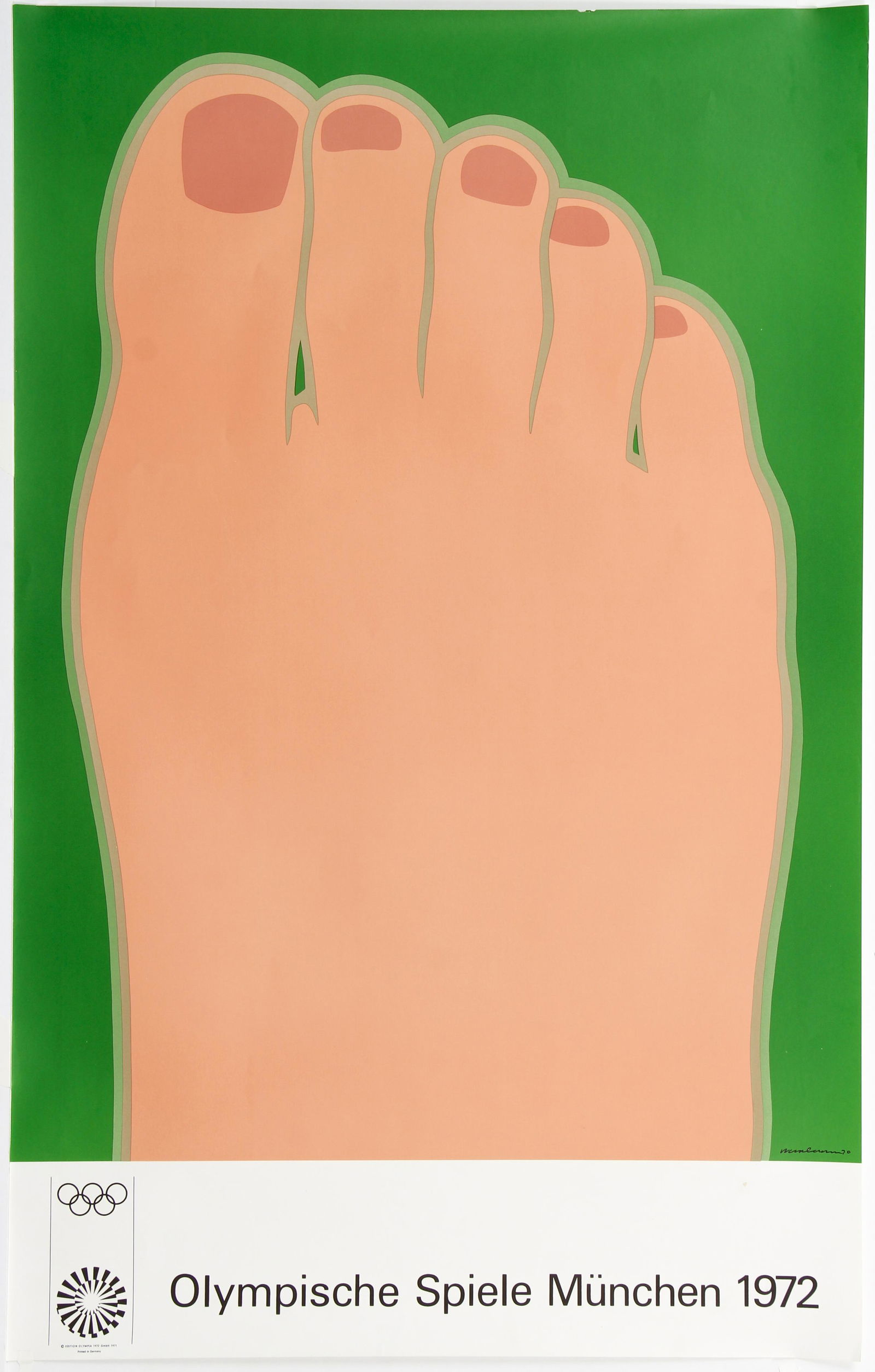 Tom Wesselmann 1972 Munich Olympics Poster: Wesselmann, after Tom (American, 1931-2004), Olympische Spiele Munchen [Munich Olympic Games] Poster, 1972, color litho on paper, printed in Germany by Edition Olympia, full sheet 39.75 x 25 inches, u