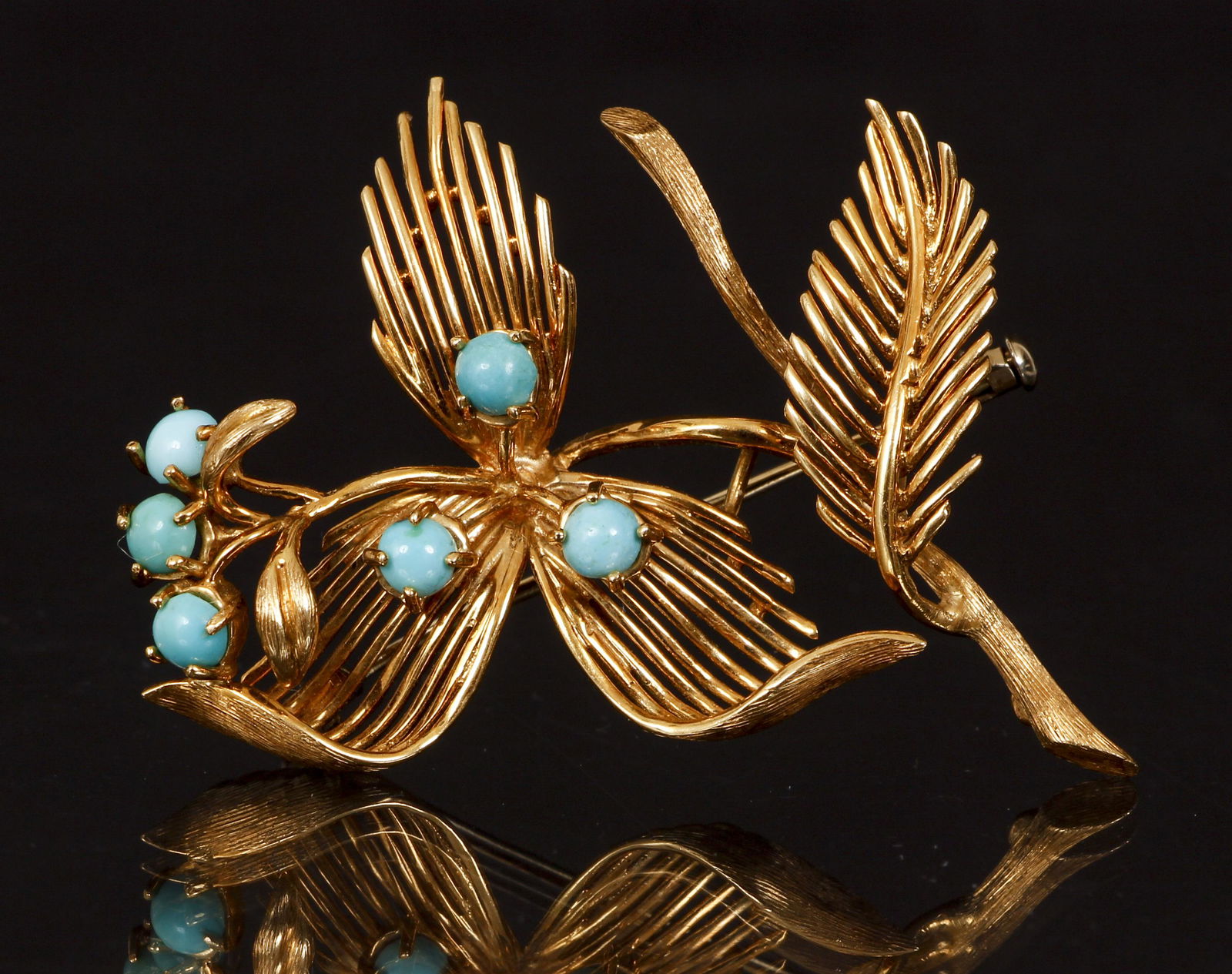 Cartier Italy 18K Turquoise Floral Pin (1 of 4)