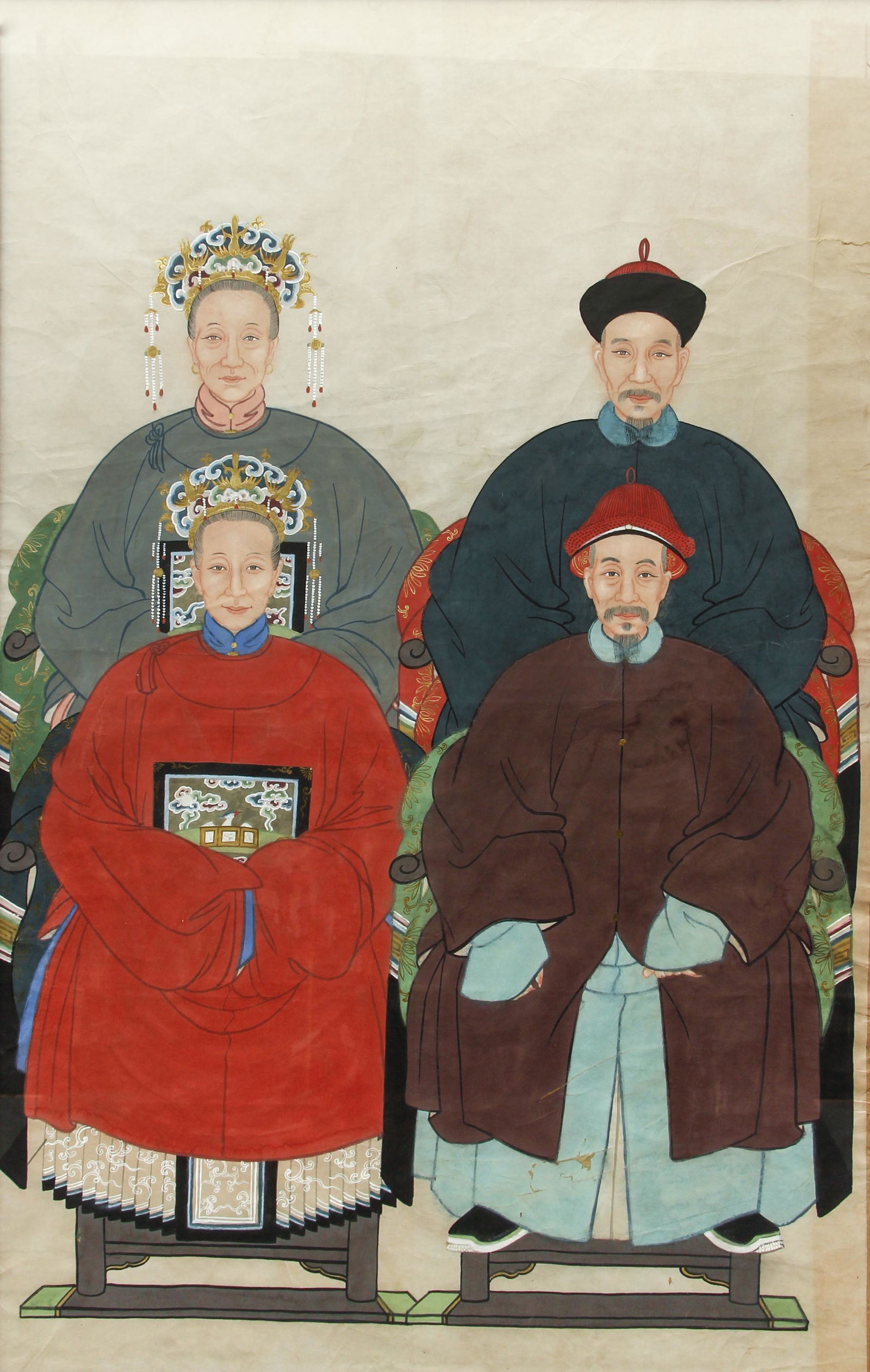 Pair Chinese Qing Dynasty Ancestor Portraits (1 of 9)