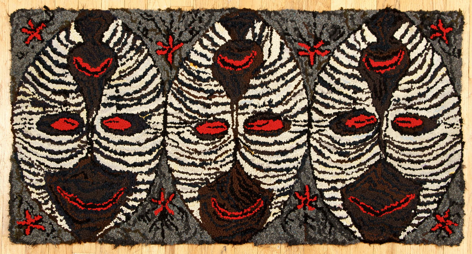 Three Masks Hooked Rug by Alice Black (1 of 3)