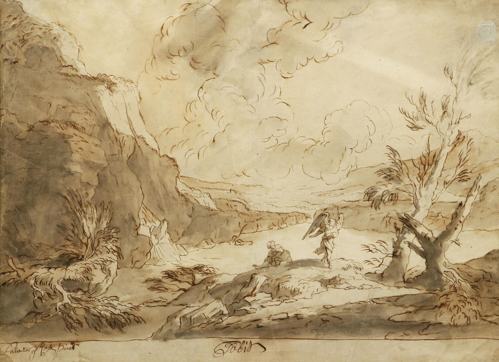 Tobias and The Angel drawing after Salvator Rosa (1 of 5)