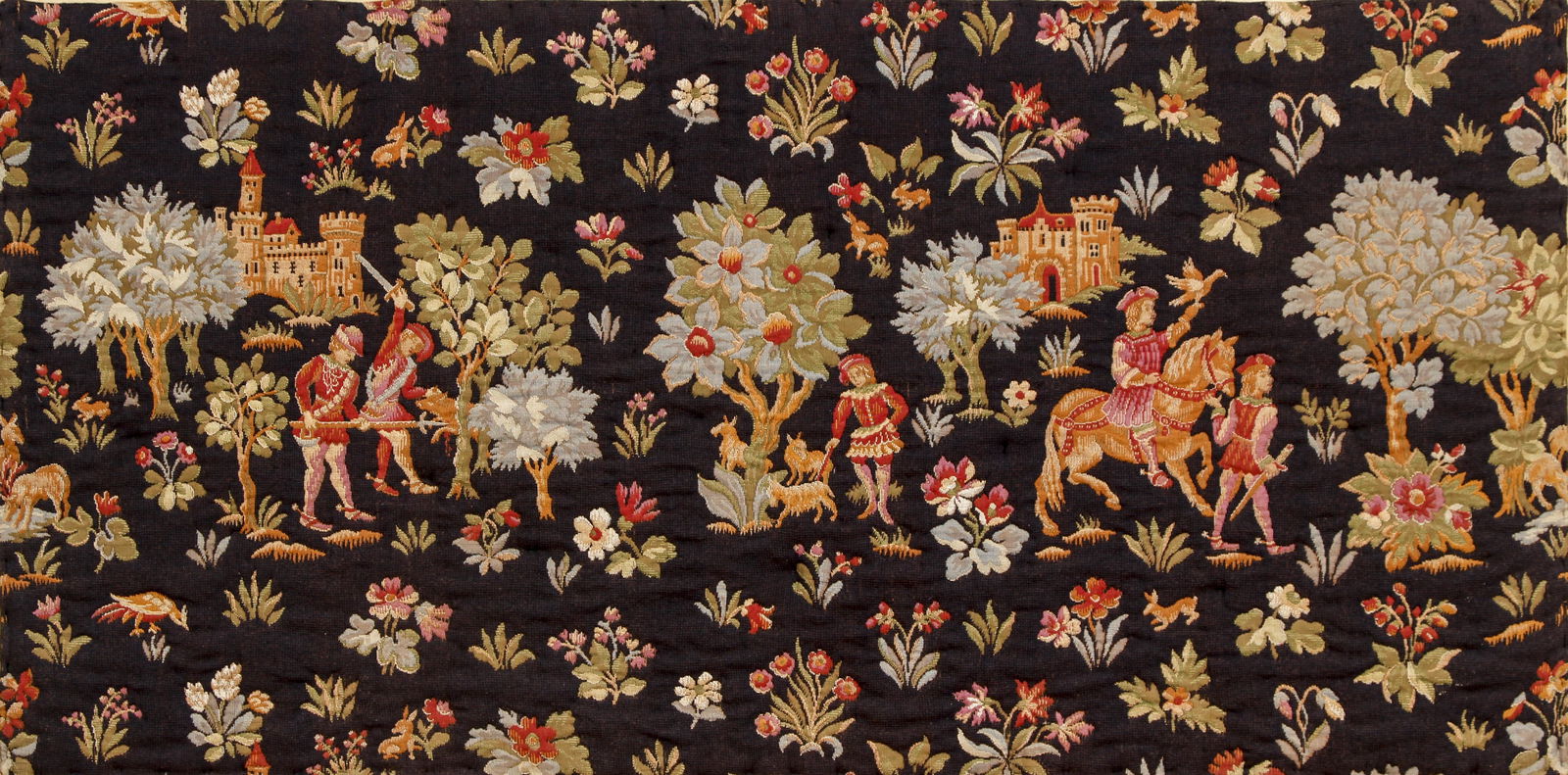 Wool Tapestry with Sporting and Floral Scenes (1 of 4)