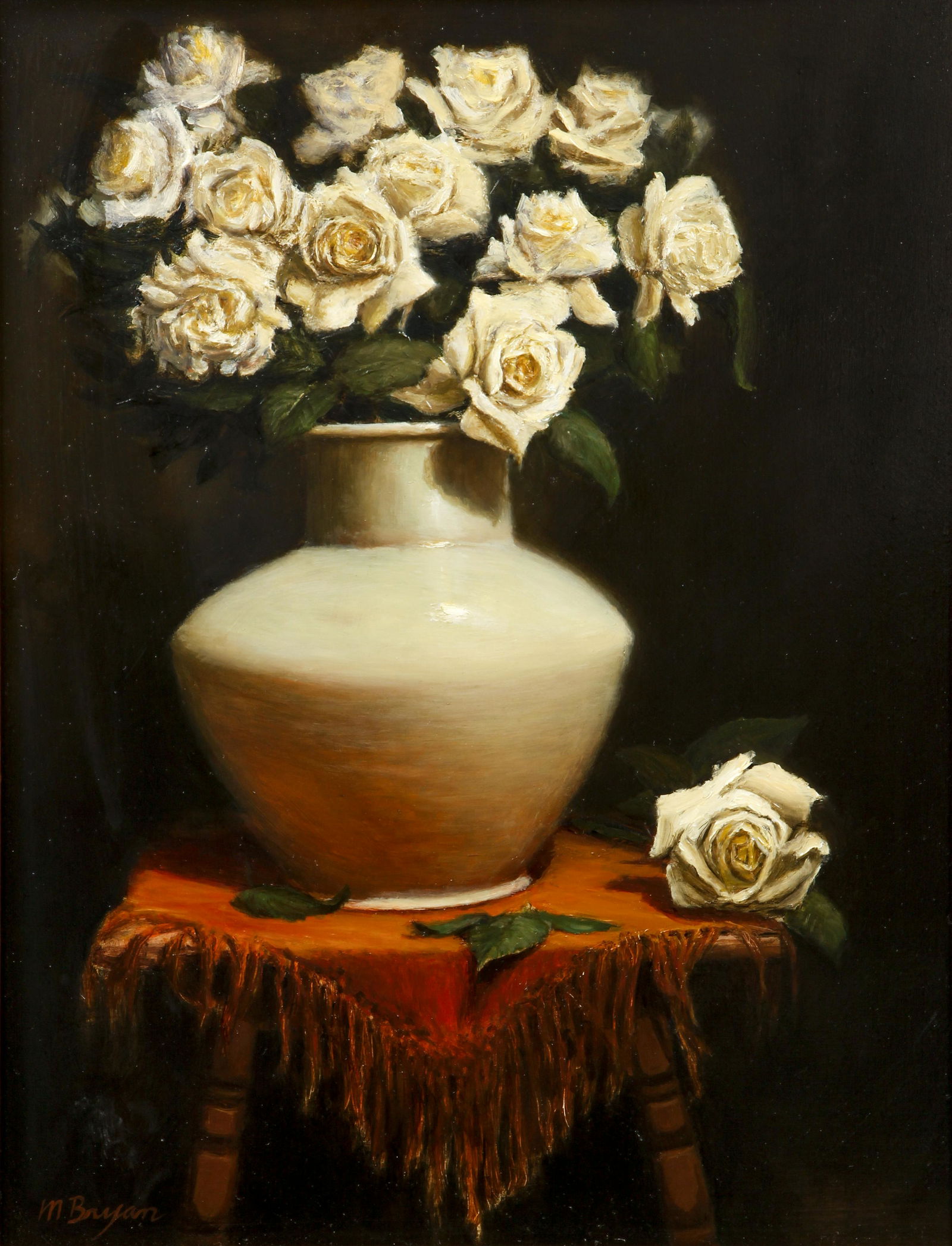 Malcolm Bryan oil White Roses Still Life (1 of 4)