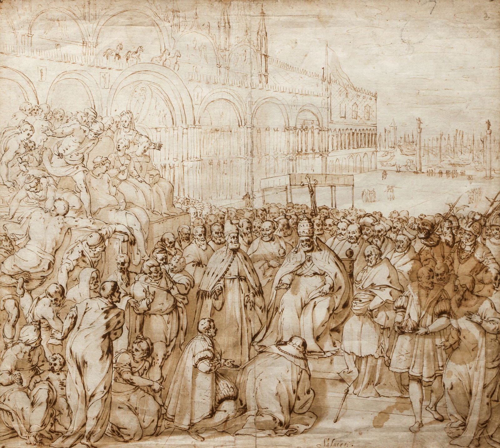 Circle of Speeckaert drawing Reconciliation Pope and Ba (1 of 8)