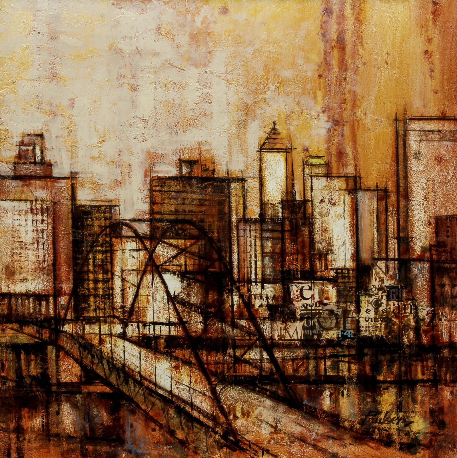 Paul Paulsen collage painting Fort Pitt Bridge and (1 of 5)