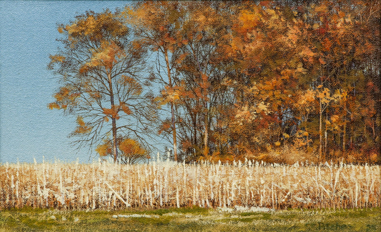 Charles Pitcher Mountain Cornfield Oil Painting (1 of 5)