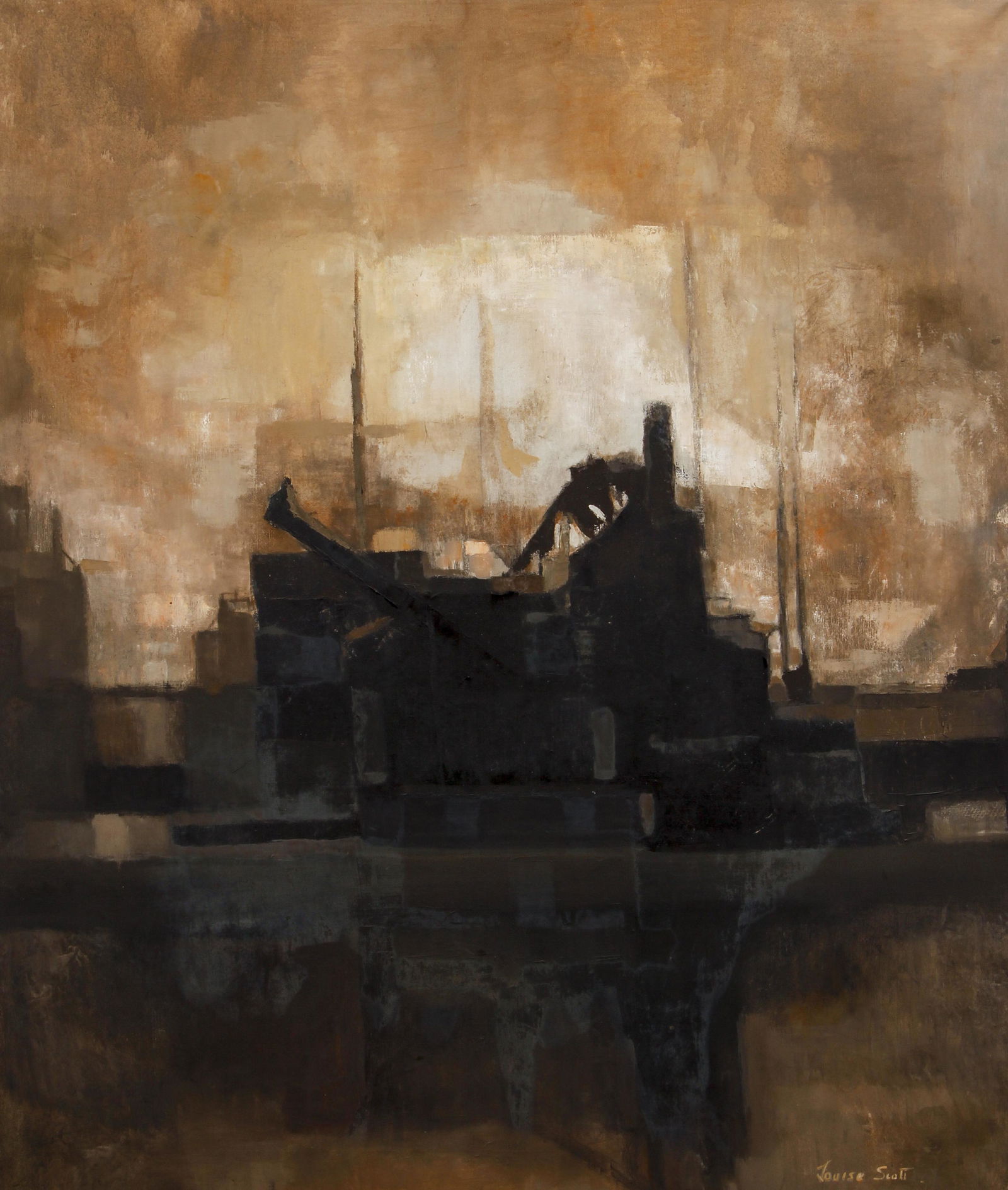 Louise Evans Scott Pittsburgh Steel Mill Oil Ptg (1 of 4)