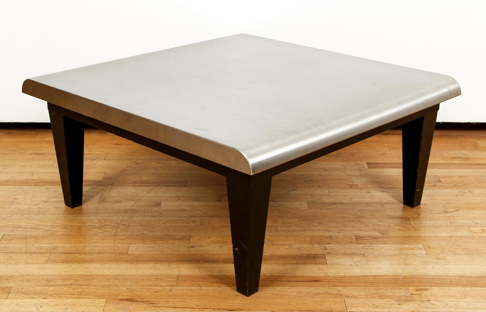 Metal Topped Wood Square Coffee Table (1 of 4)