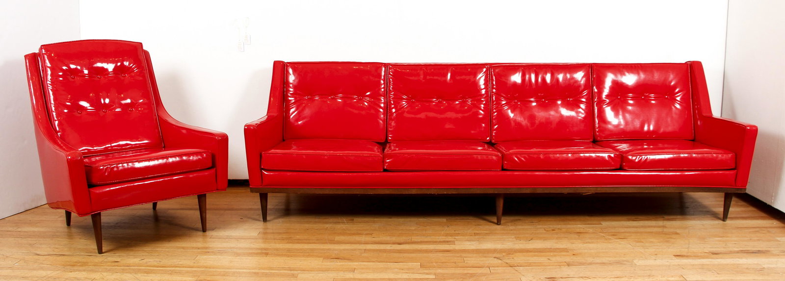 Milo Baughman Articulate Sofa and Chair Red Vinyl (1 of 10)
