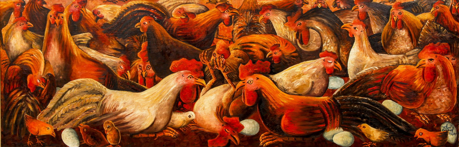 Wilson Bigaud Haitian Oil Painting Chickens (1 of 5)