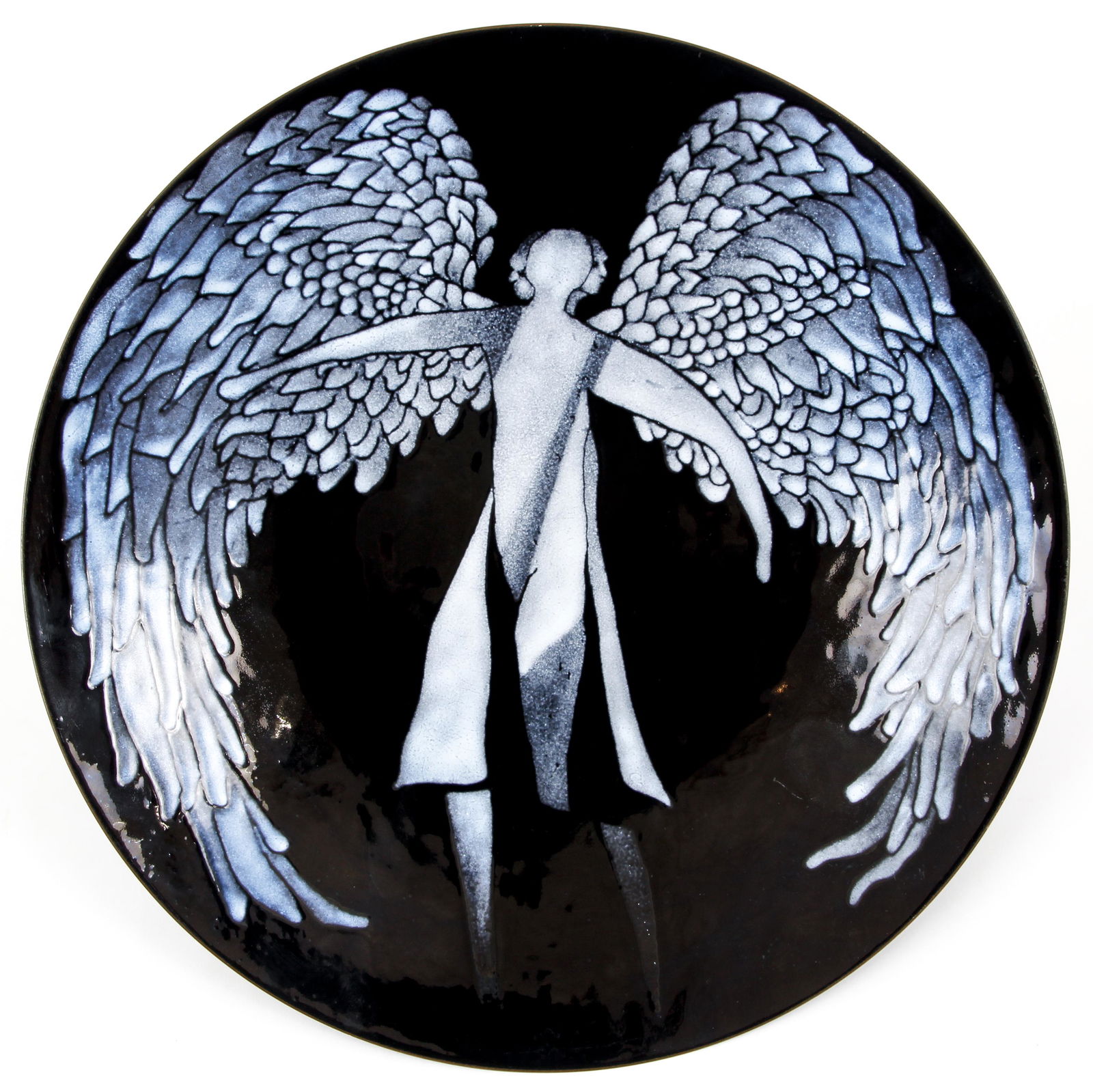 Harold Helwig Enameled Plate Winged Angel 1969 (1 of 5)