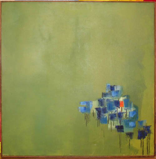 Seymour Boardman Abstract oil painting: Artist: Boardman, Seymour (American 1921-2005) Title: Untitled Abstract Date: circa 1960"s Medium: Oil on Canvas Dimensions: 30.5 x 30.5 inches Signature: signed on reverse Boardman <