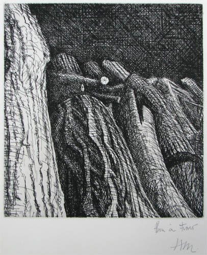 Henry Moore original etching Log Pile: Artist: Moore, Henry (British 1898-1986) Title: Log Pile (Cramer #190) Date: 1972 Medium: etching Dimensions: 8 x 7.5 inches Edition: bon à tirer Signature: pencil signed H.M.