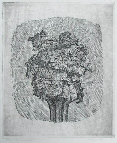 (After) Giorgio Morandi etching Zinnias in Vase: Artist: Morandi, After Giorgio (Italian 1890-1964) Title: Zinnia In a Vase Date: 1929 Medium: etching Dimensions: 11 5/8 x 9 5/8 inches Edition: unknown but numbered prova di 2 taupra