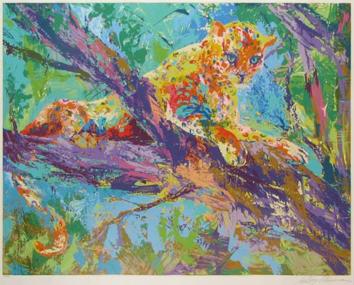 LeRoy Neiman orig serigraph Serengeti Leopard: Artist: Neiman, LeRoy (American, born 1921) Title: Serengeti Leopard Date: 1976 Medium: serigraph printed in colors Dimensions: 33 x 42 inches Edition: 166/300 Description: A