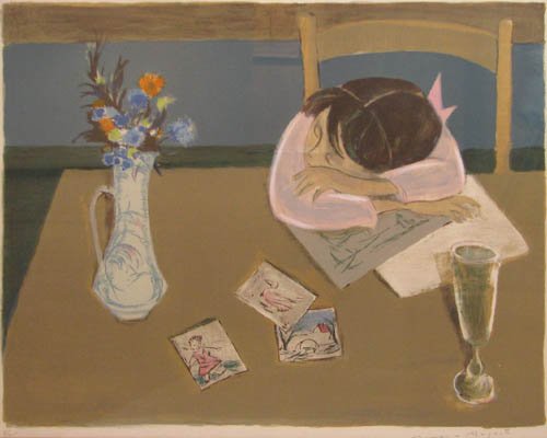 Simon Simon-Auguste and Georges Lambert lithograph: Artist: Simon-August, Simon (French, 1909-1987); Lambert, Georges (French, 1919-1998) Title: Girl Napping; Two Rowboats Medium: color lithographs Dimensions: 15.75 x 18.75 inches; 20.25 x 15 inches Ed