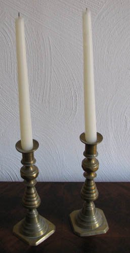Pair of 19th c. English Brass Candlesticks: Title:Pair of 19th century English Brass Twist-up Candlesticks Medium:brass Dimensions:9 x 3 x 3 inches