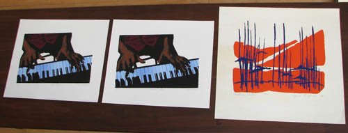3 Screenprints by Reid Baker (2) and Jane English: Artist:Baker, Reid and English, Jane (20th Century American Printmaking School) Title:Blues Chord (2), Austria Winter Date:1978 Medium:serigraphs printed in colors Dimensions:11x 13.5 inches and small