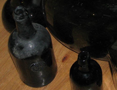 6 Antique Brown Glass Bottles - 3
