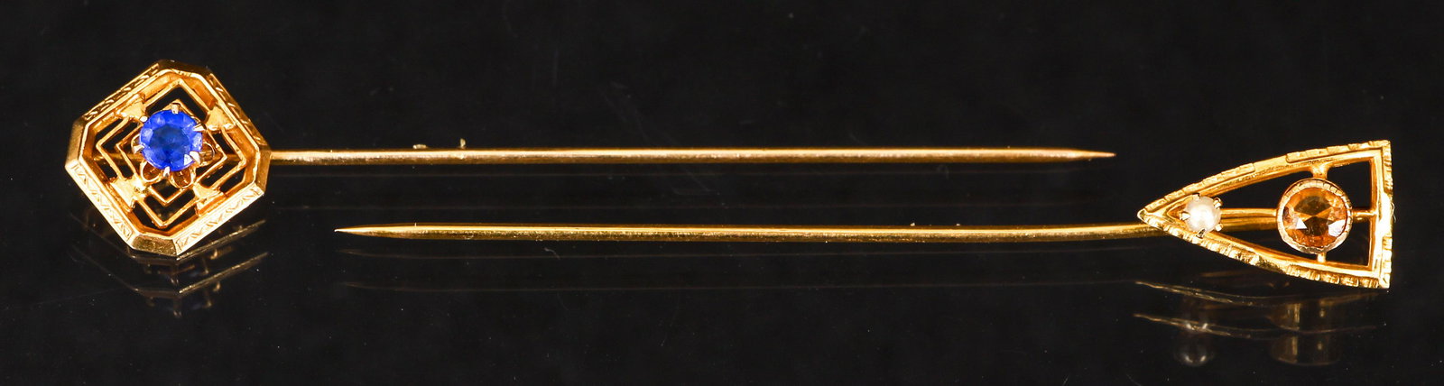 Pair of Antique 10K Gold Stick Pins (1 of 6)