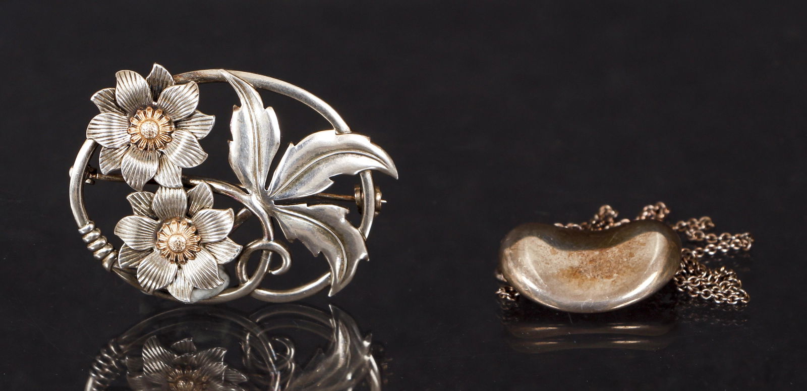 Sterling WRE Pin and Bean Pendant (1 of 6)