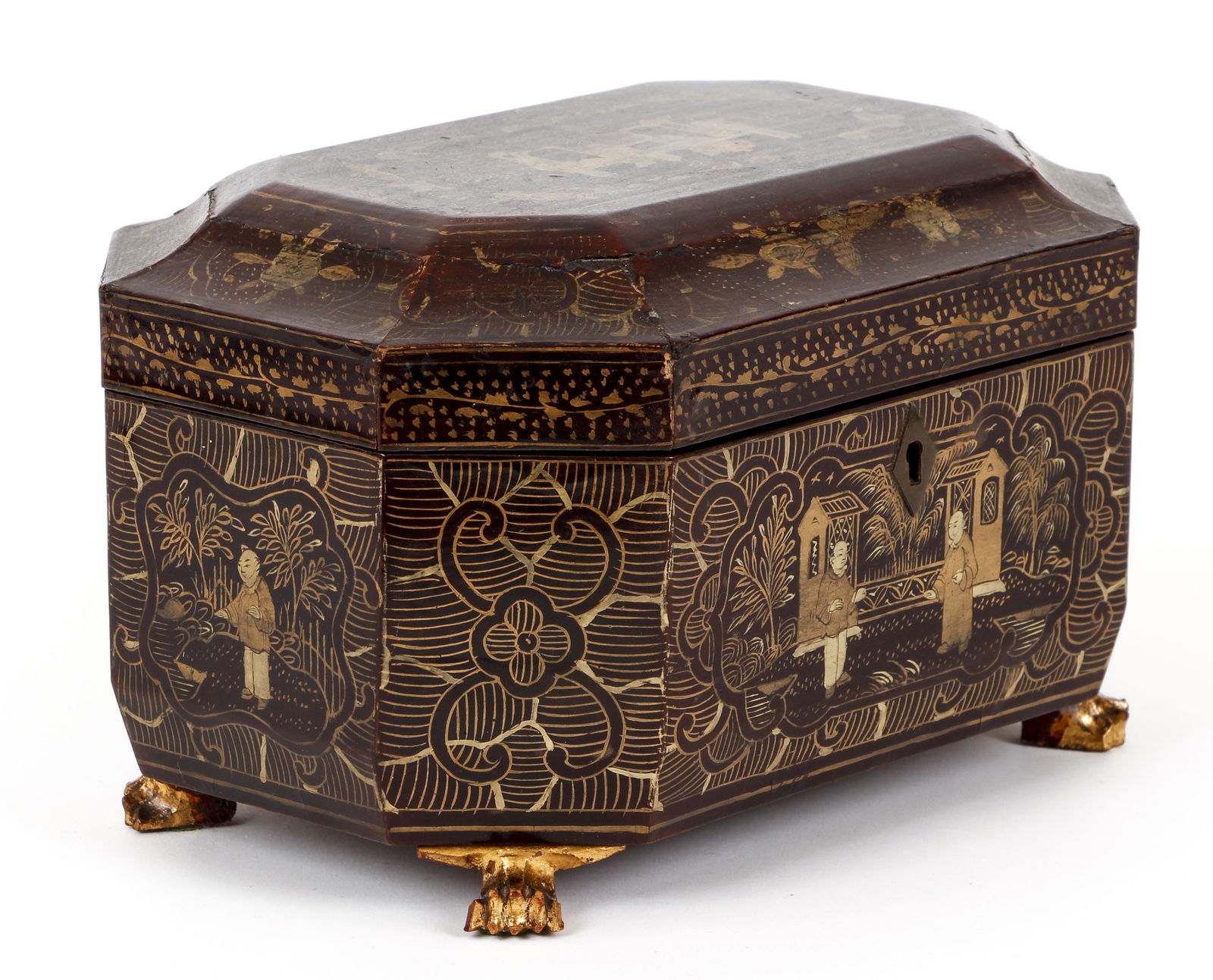 CHINESE EXPORT CHINOISERIE TEA CADDY (1 of 7)