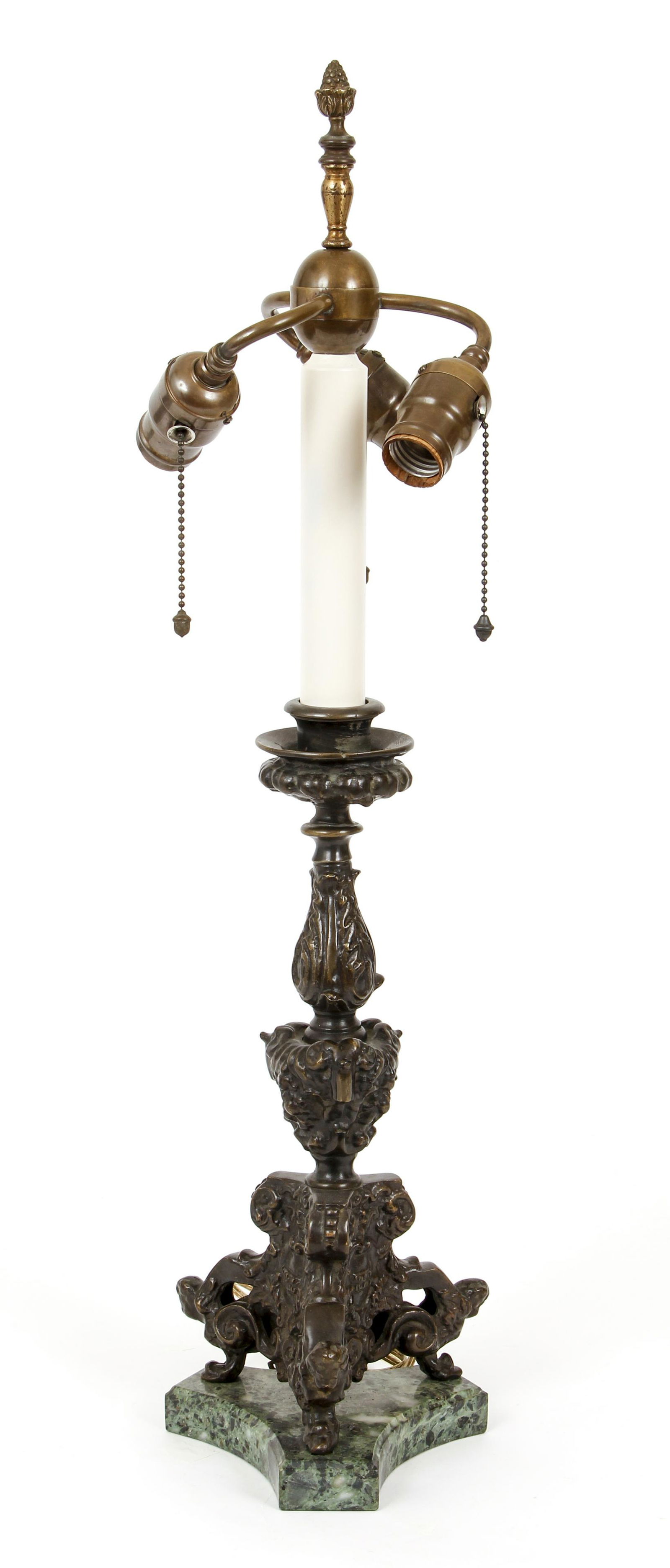 Antique Marble Base Bronze Lamp (1 of 5)