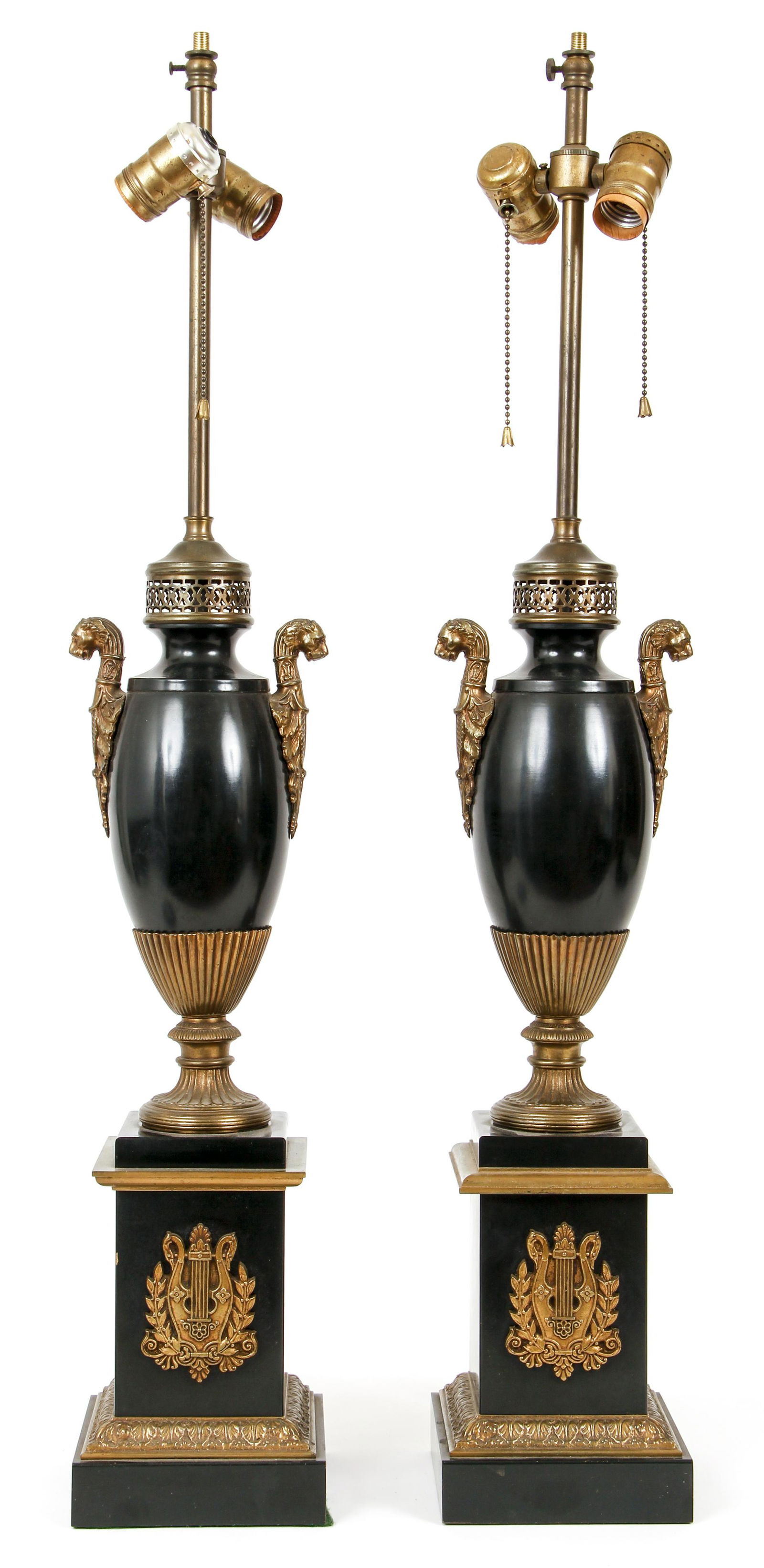 Pair of Black Empire Style Lamps (1 of 5)