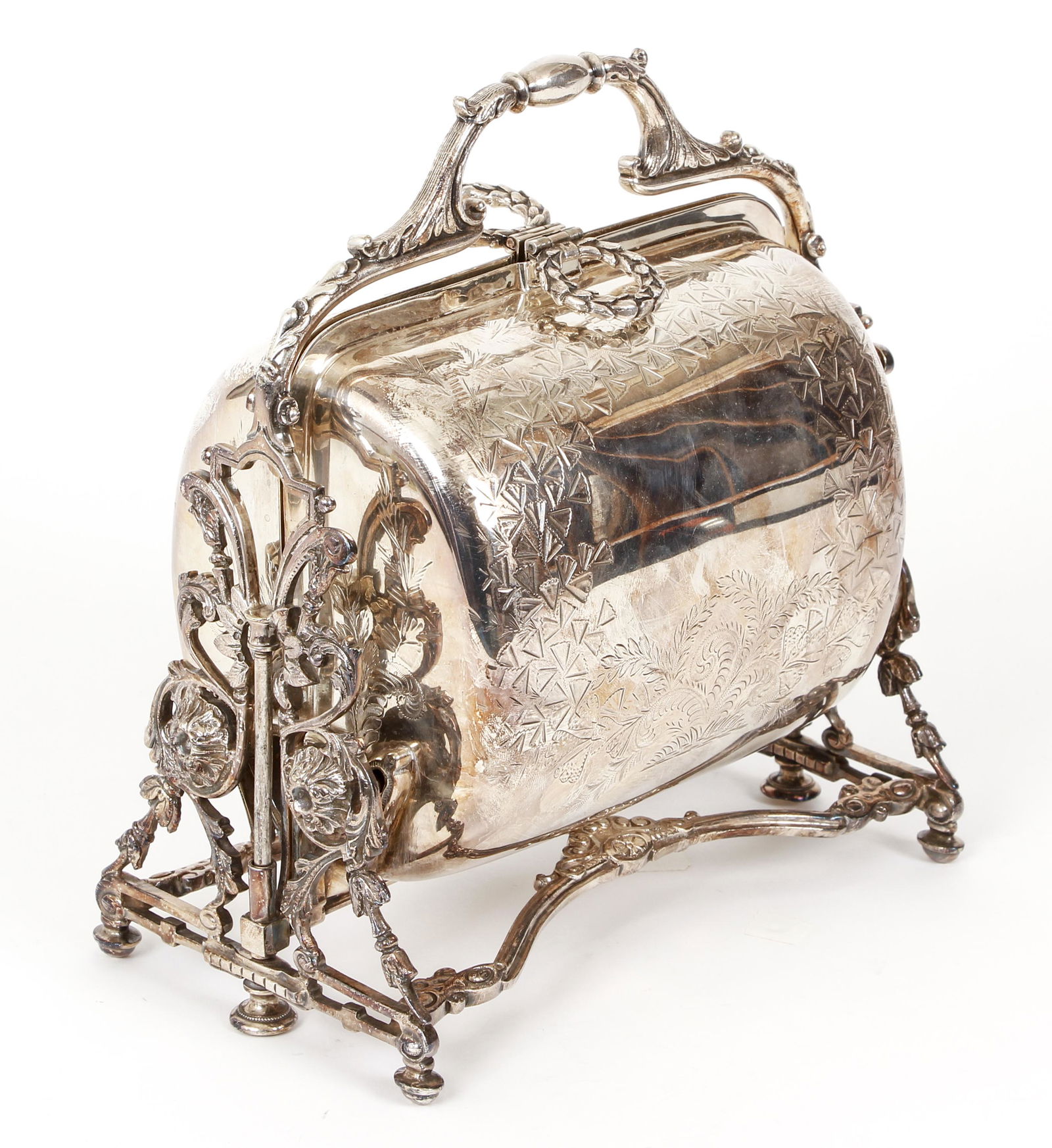 Edwardian Silverplated Decorated Biscuit Box (1 of 6)