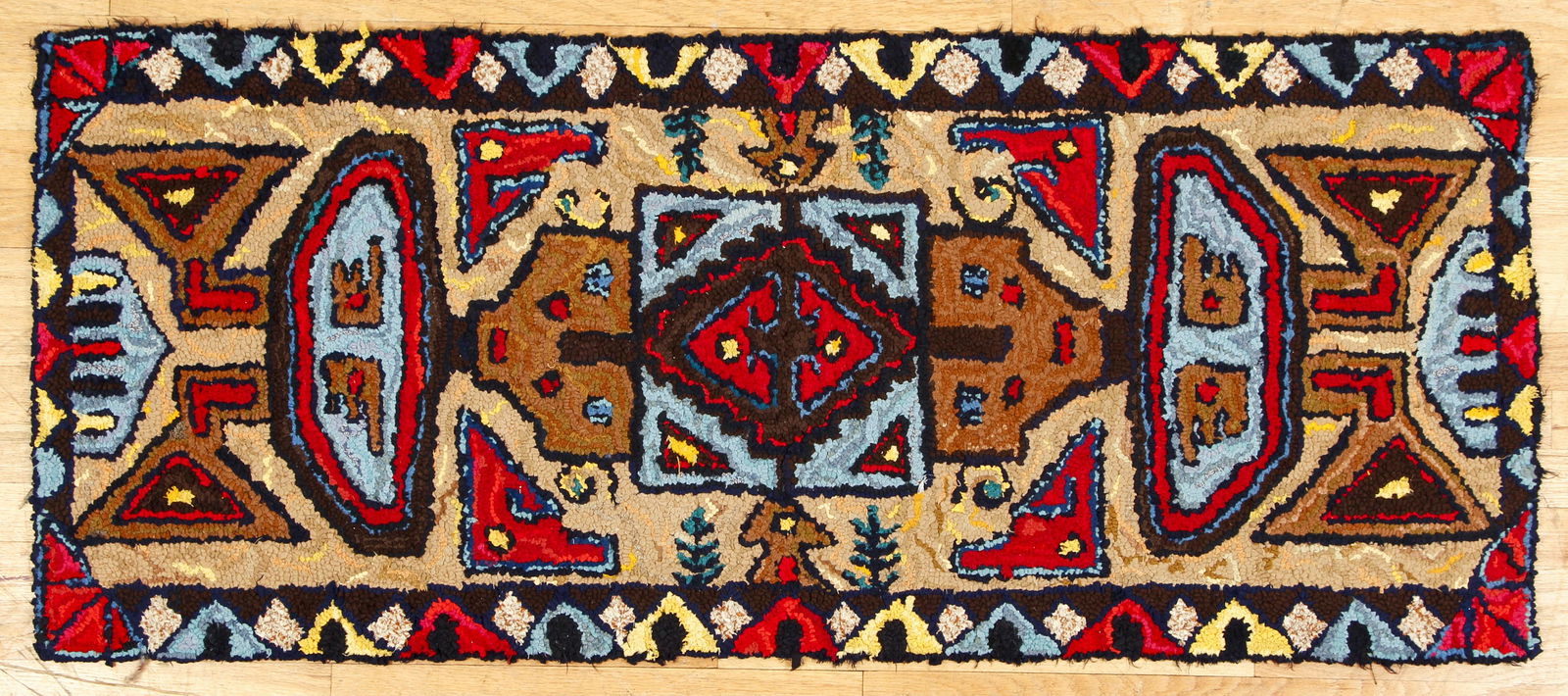 Alice Black Tribal Pattern Hooked Runner Rug (1 of 3)