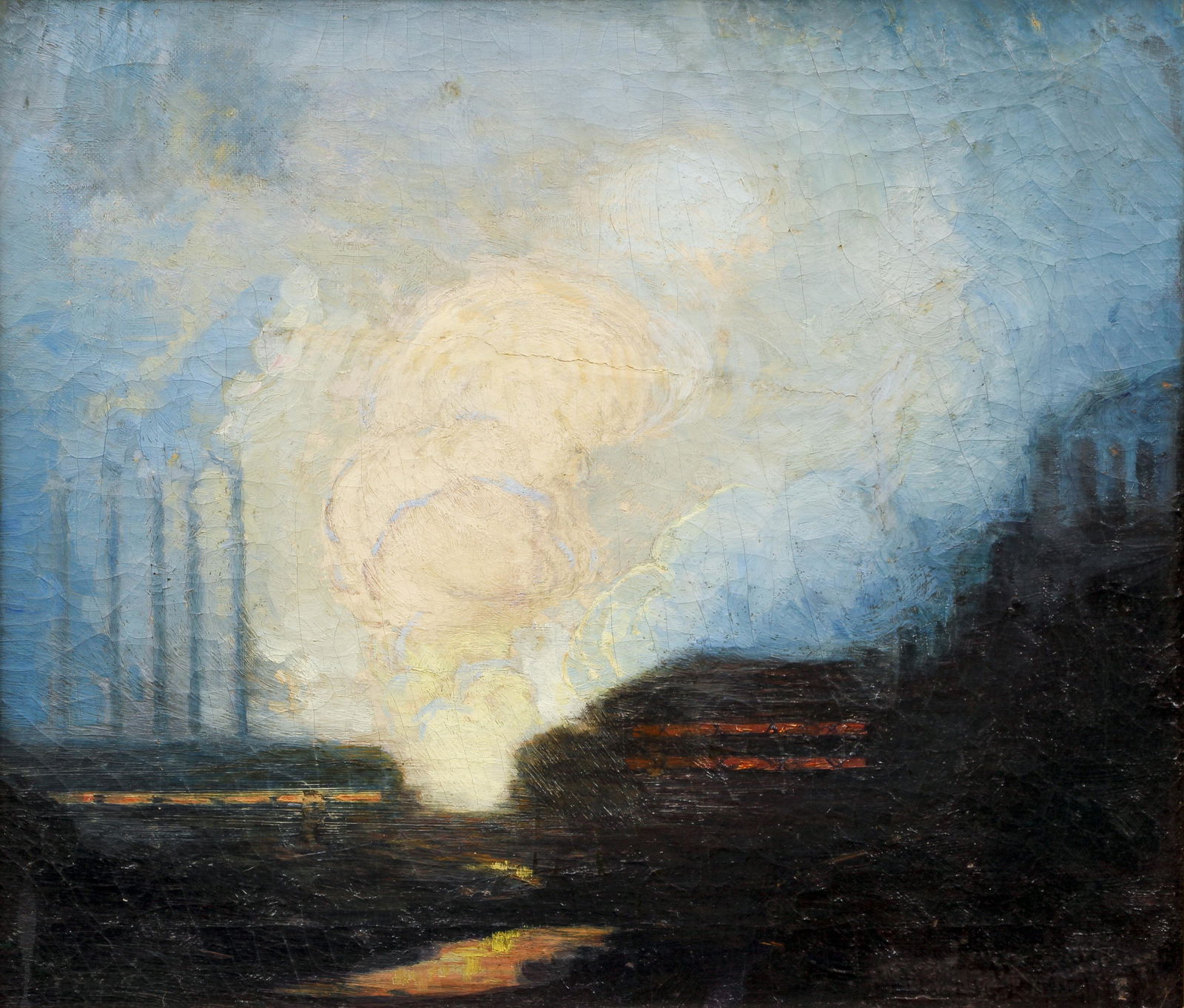 Ferdinand Burgdorff Steelmaking Nocturne Oil Painting (1 of 7)