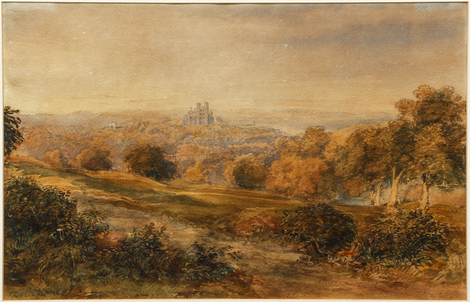 David Cox Jr Watercolor Castle Landscape 1850s (1 of 4)