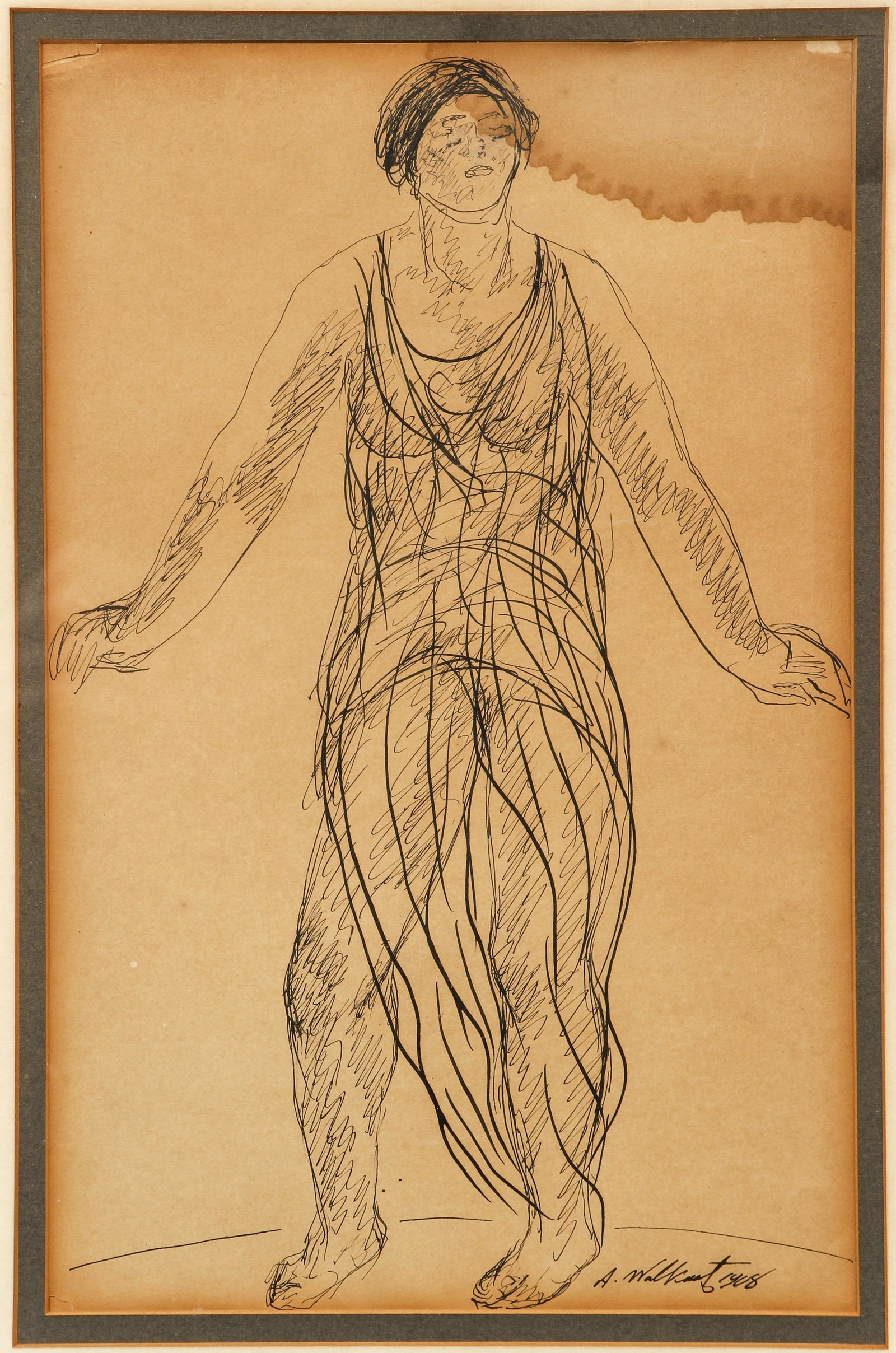 Abraham Walkowitz Ink Drawing Isadora Duncan (1 of 4)