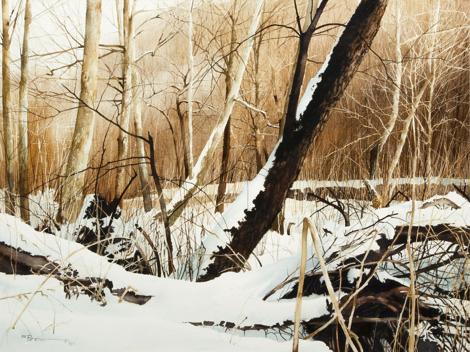 Charles Pitcher Mingo Watercolor Painting Snowy Woods (1 of 5)