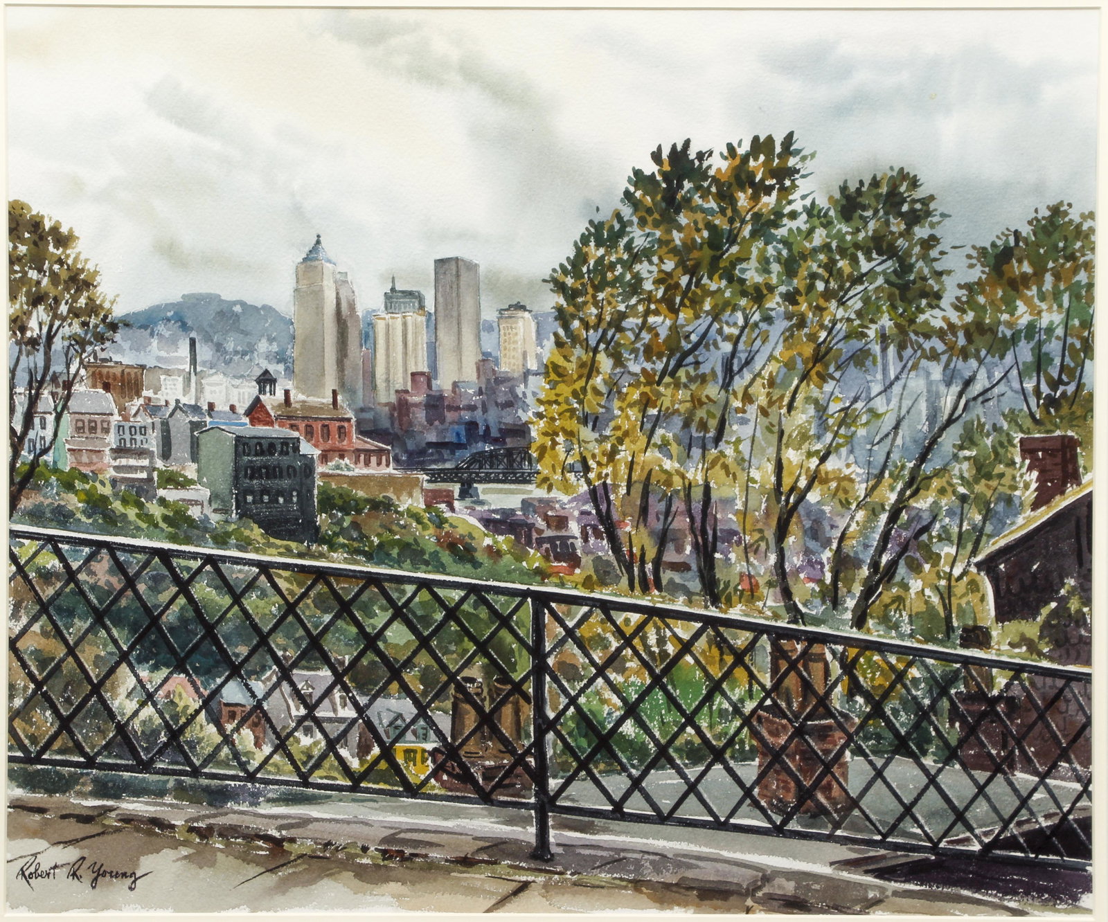 Robert R. Young watercolor Pittsburgh from Southside (1 of 4)