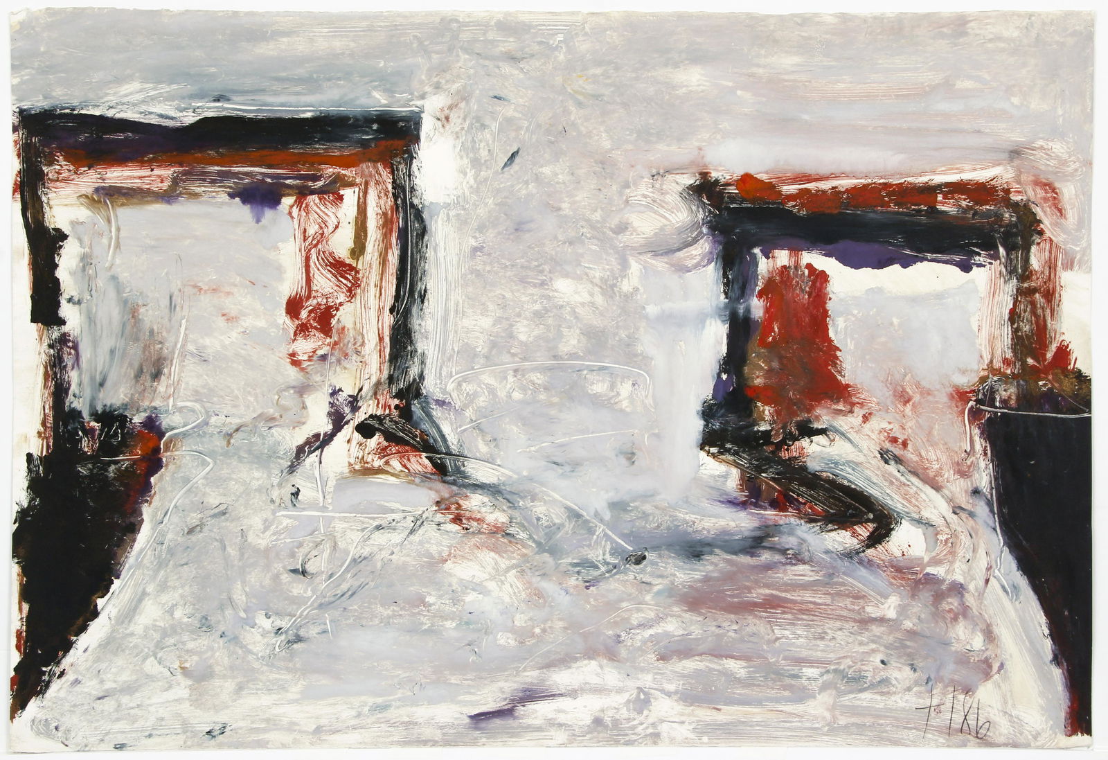 Tom Lieber 1986 painting on paper #11-7 (1 of 3)