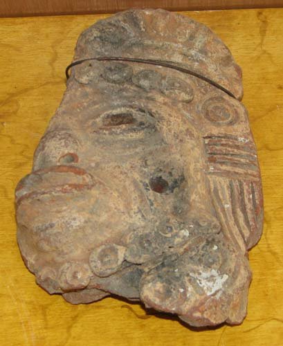 Mayan Clay Mask Fragment: Title: Mayan Clay Mask Fragment Medium: sculpted and incised clay fragment Dimensions: 5.5 x 3.5 x 1 inches Provenance: Ruth Frank Collection
