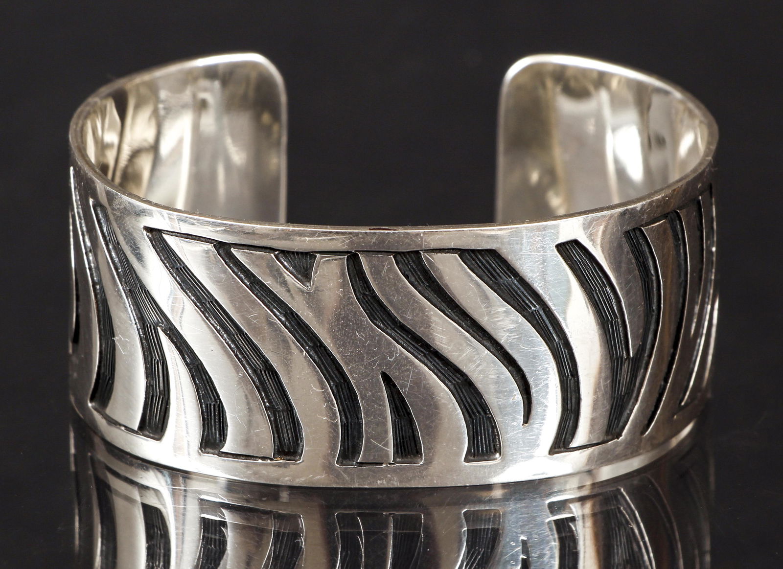 Sterling Silver Mexico Engraved Cuff Bracelet (1 of 5)