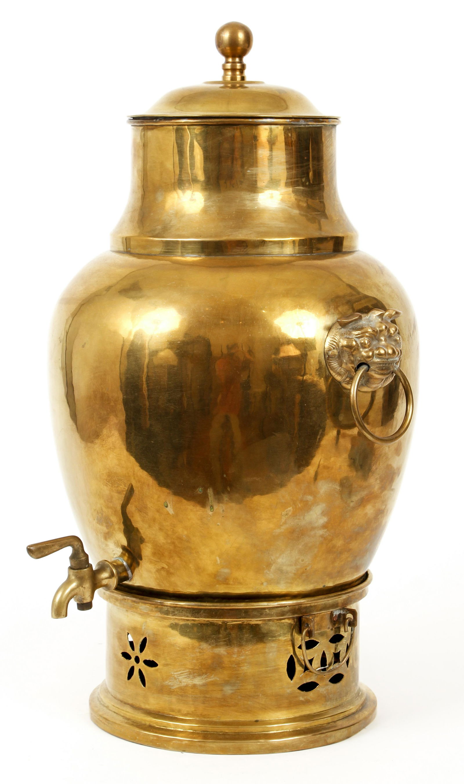 Antique Chinese Brass Samovar Foo Dog Handles (1 of 6)