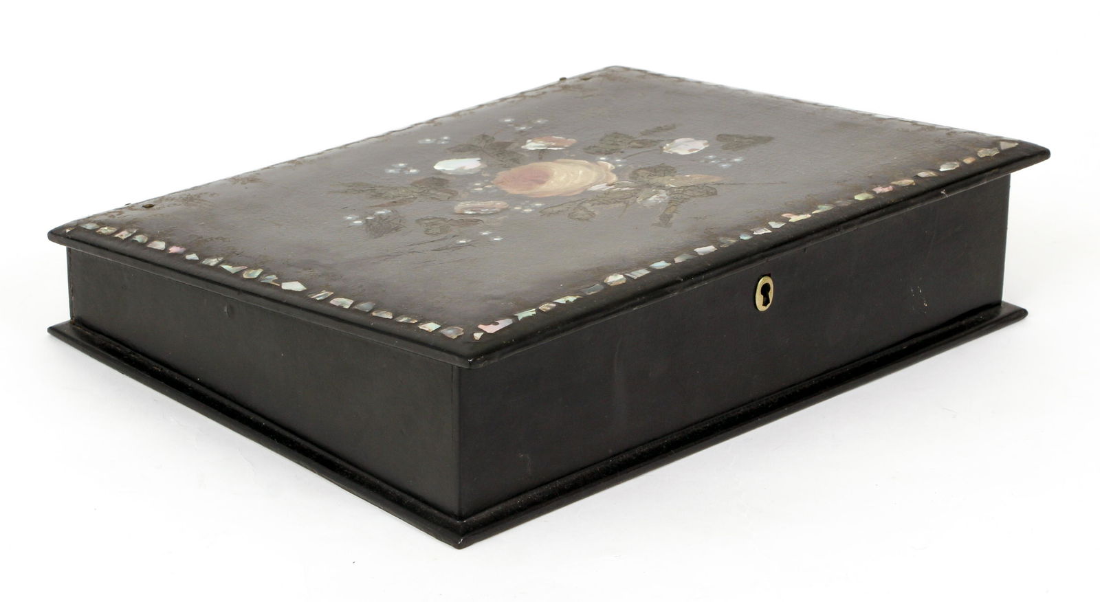 Chinese Black Lacquered Mother of Pearl Box (1 of 6)