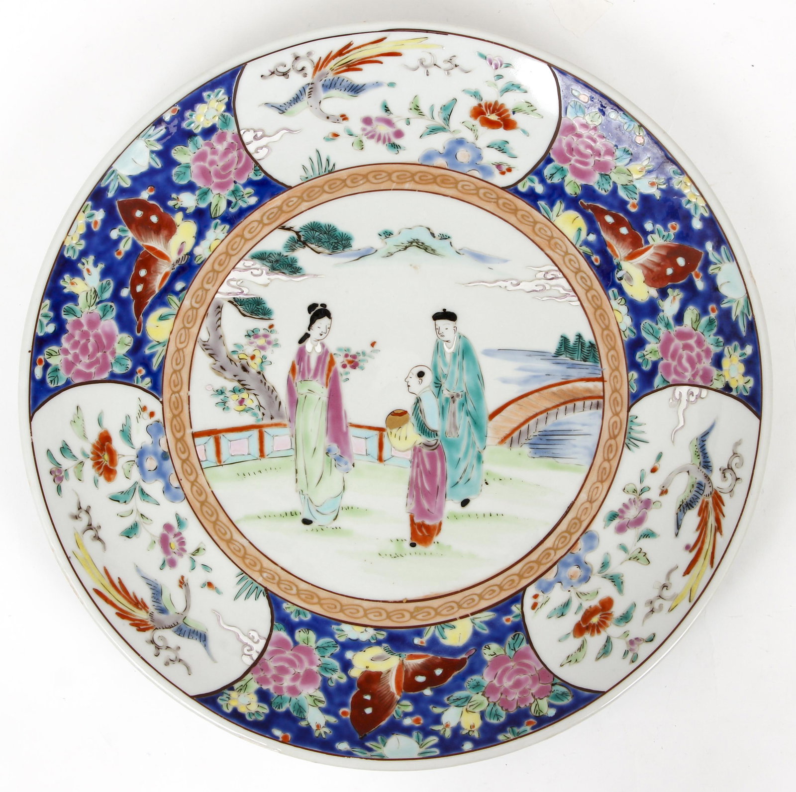 Chinese Export Porcelain Plate c.1860s: Chinese Export Porcelain Plate, c. 1860s, diameter 12.25 inched, marked on underside.
