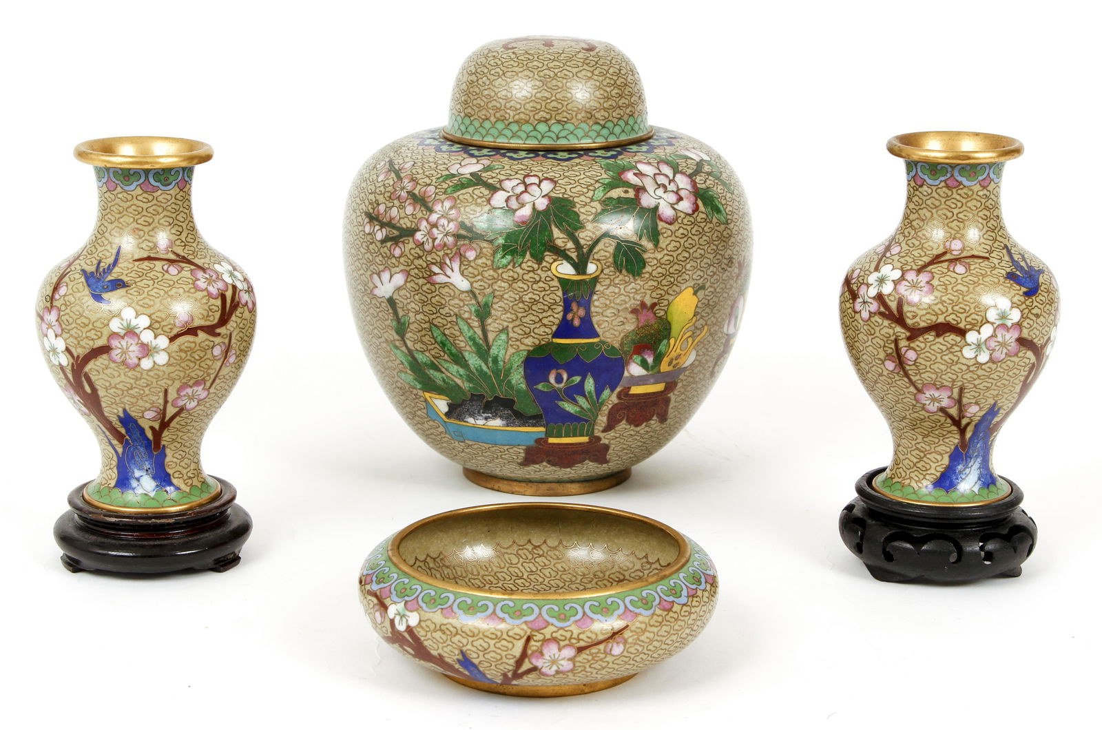 Four Chinese Cloisonné Items circa 1950 (1 of 9)