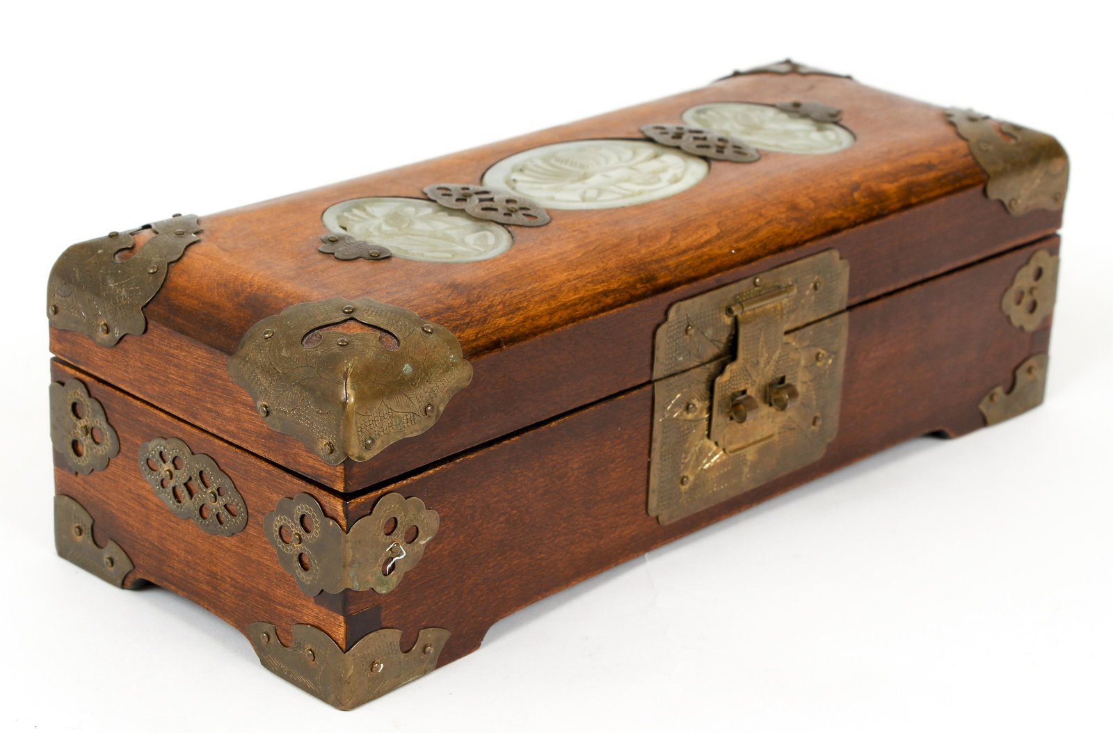 Chinese Wooden Box with Jade Inlay (1 of 8)