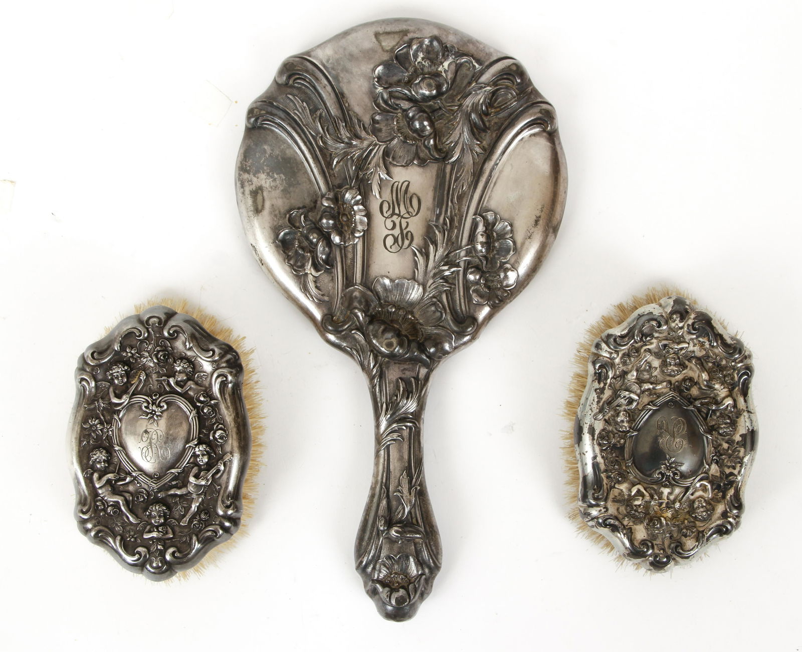 3 piece lot Highly Decorative Mirror and Brushes (1 of 6)