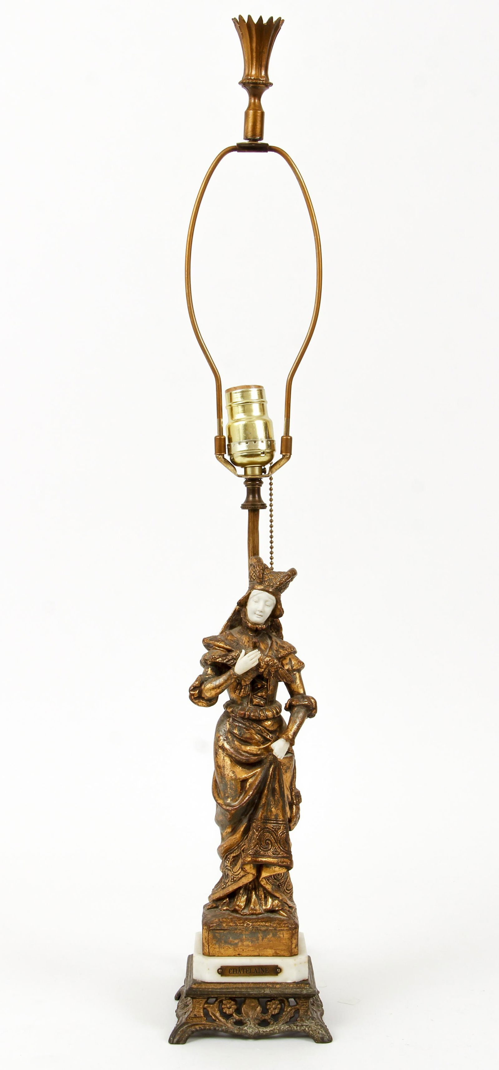 French Metal Chatelaine Statue Lamp (1 of 7)