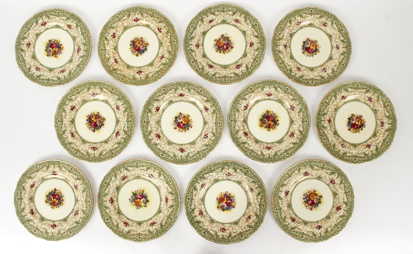 Royal Worcester Set of 12 Dinner Plates Floral Motif (1 of 5)