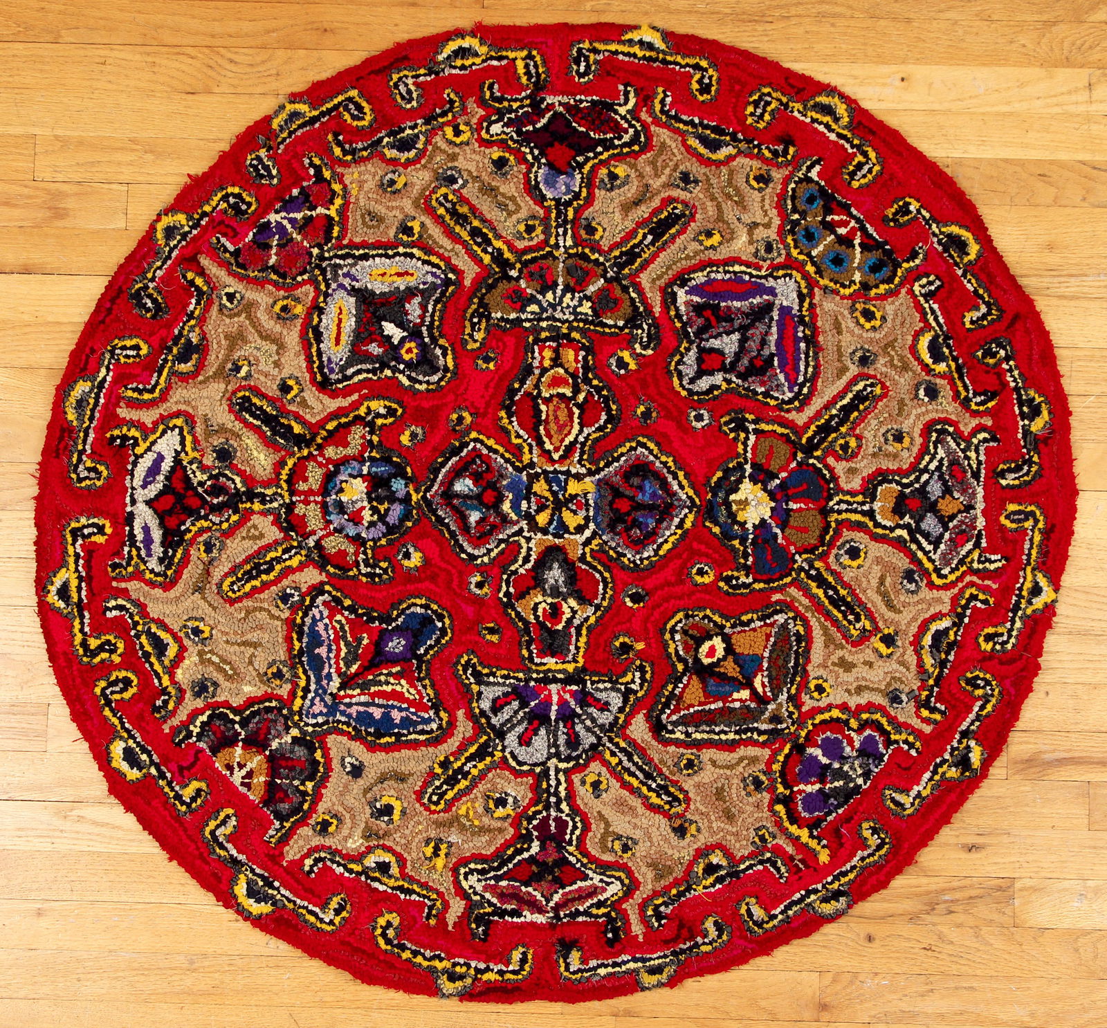 Alice Black Red Circular Hooked Rug (1 of 3)