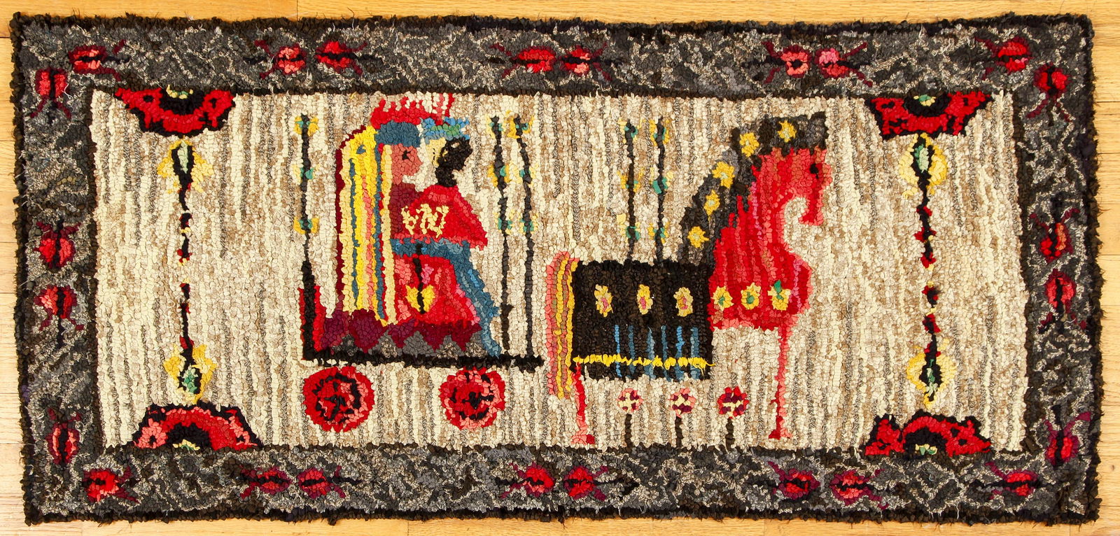 Alice Black Royal Couple Hooked Rug (1 of 3)