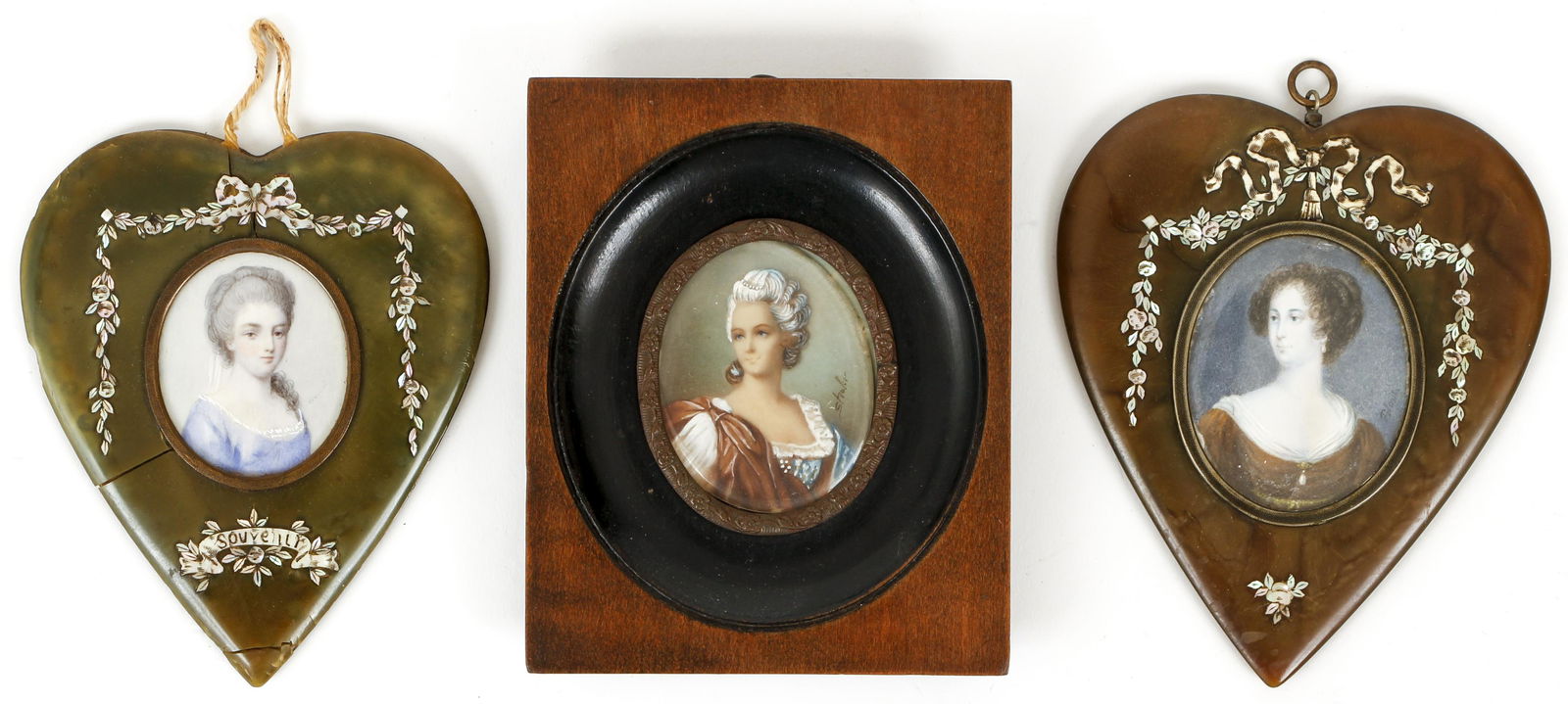 Three European Portrait Miniatures Various Shapes (1 of 6)
