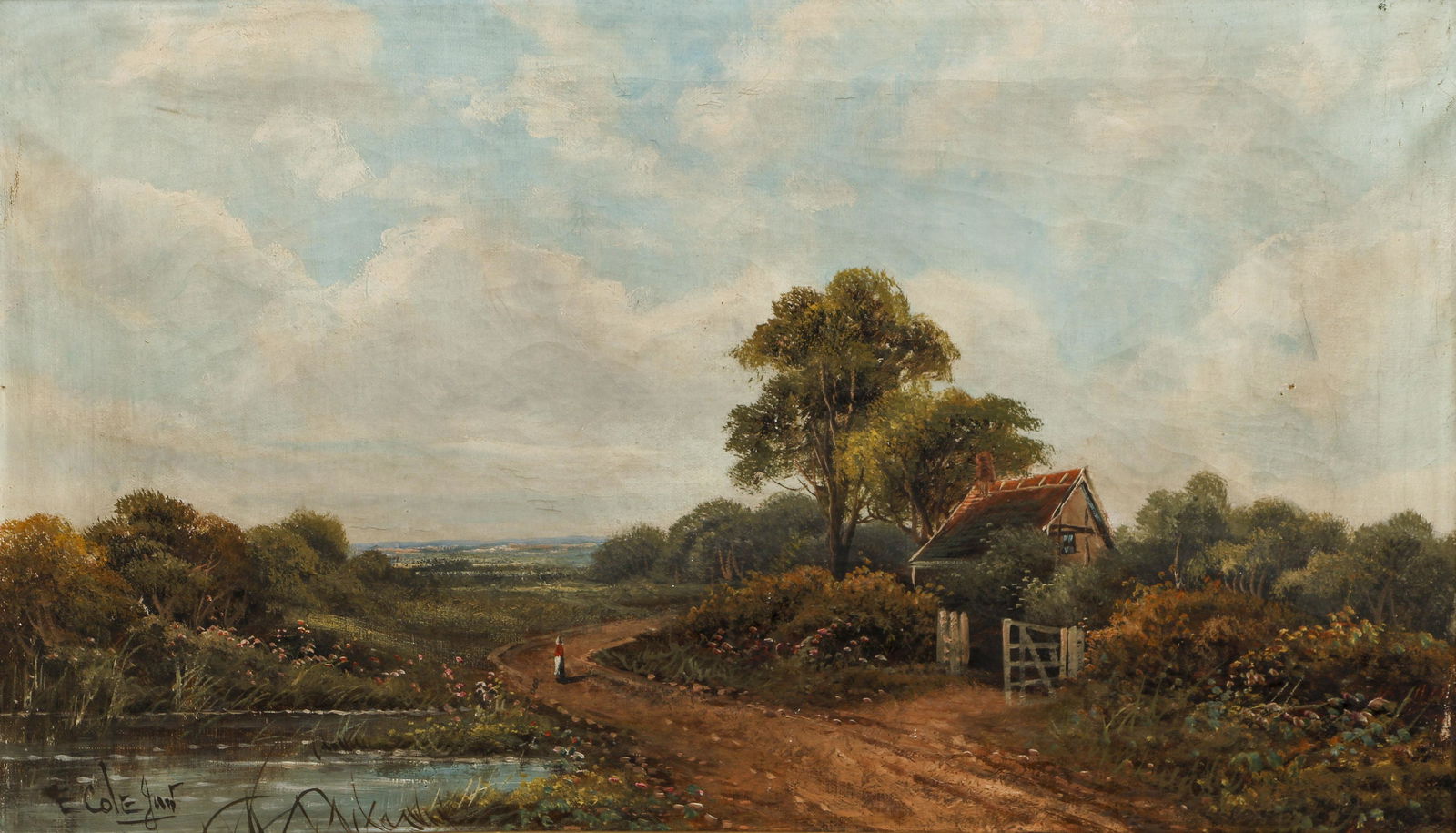 Edwin Cole Landscape with Cottage Oil on Canvas (1 of 5)
